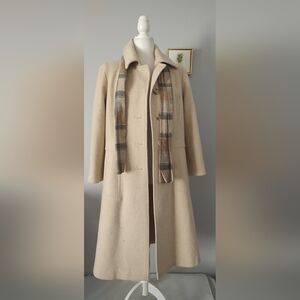 Beau Brem Coat Jacket Women Color Beige Size 8 Vintage With Scarf Good Condition